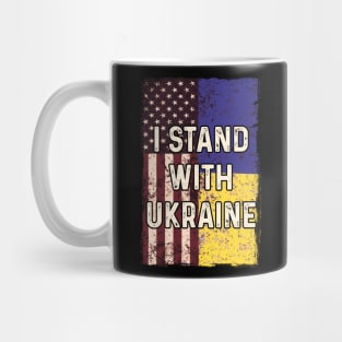 American Ukrainian Flag Stand with Ukraine Mug